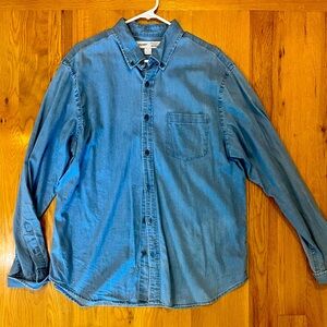 Men’s Old Navy Everyday Shirt w/ Built in Flex Size XL denim/chambray slim fit